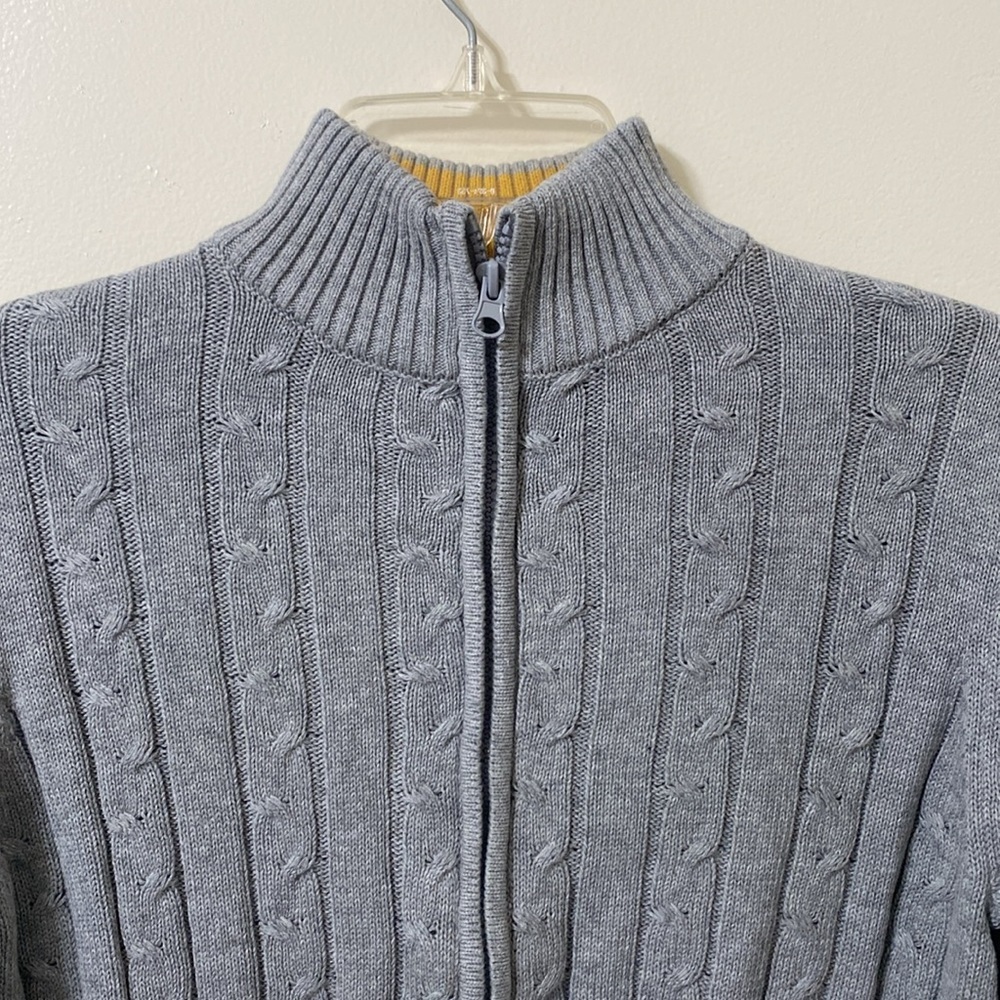 KID NATION boys’ cardigan full zip 100% cotton cable knit sweater gray XL - Picture 6 of 6